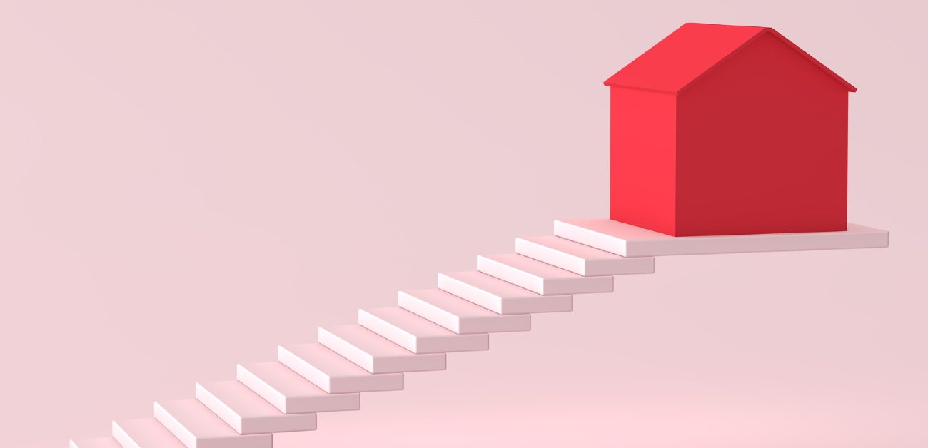 An illustration of a simple staircase leading up to a house.