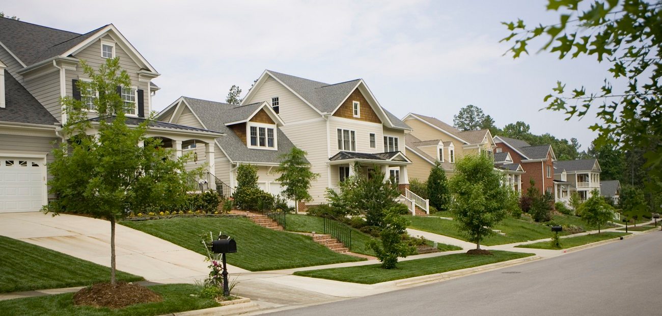 Row of houses on suburban street