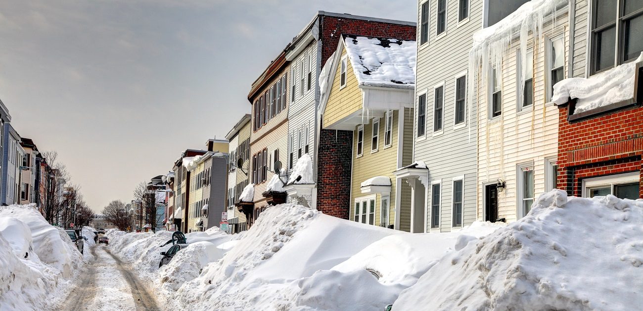 Snow-covered homes