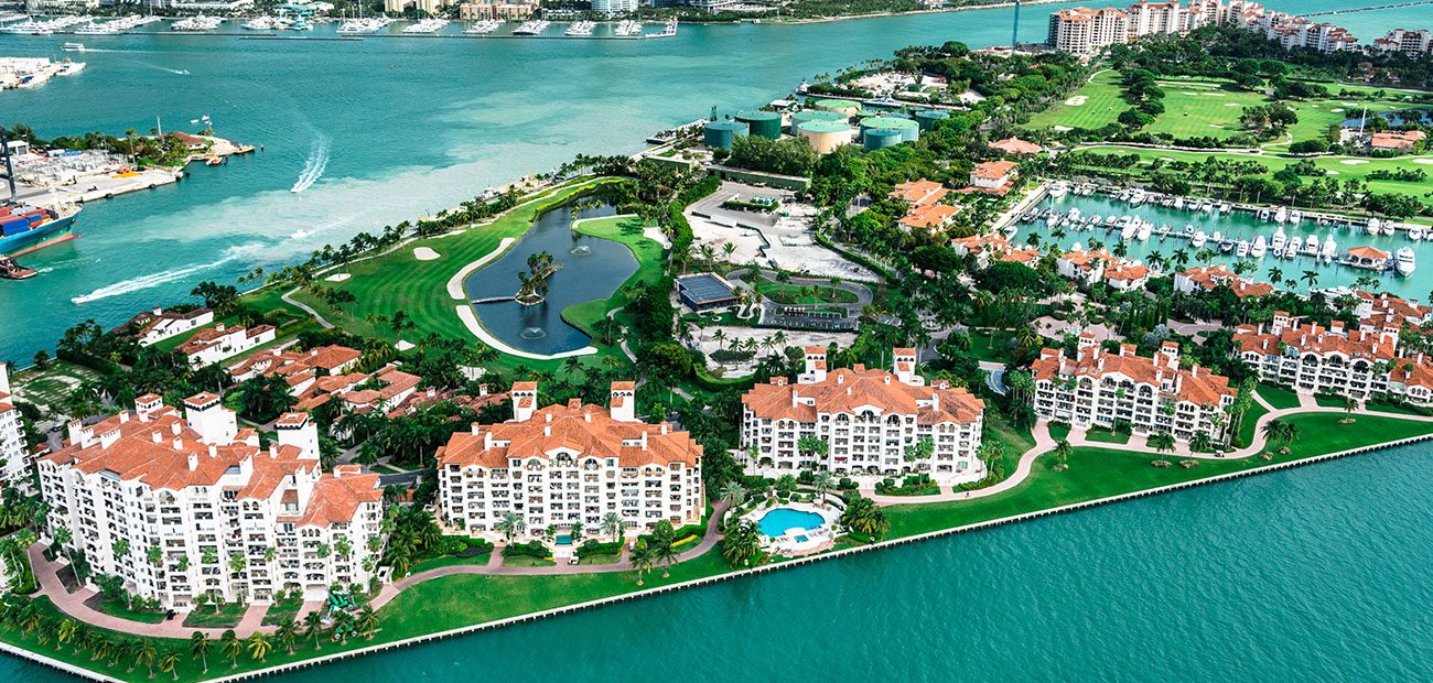 Miami fisher island aerial view