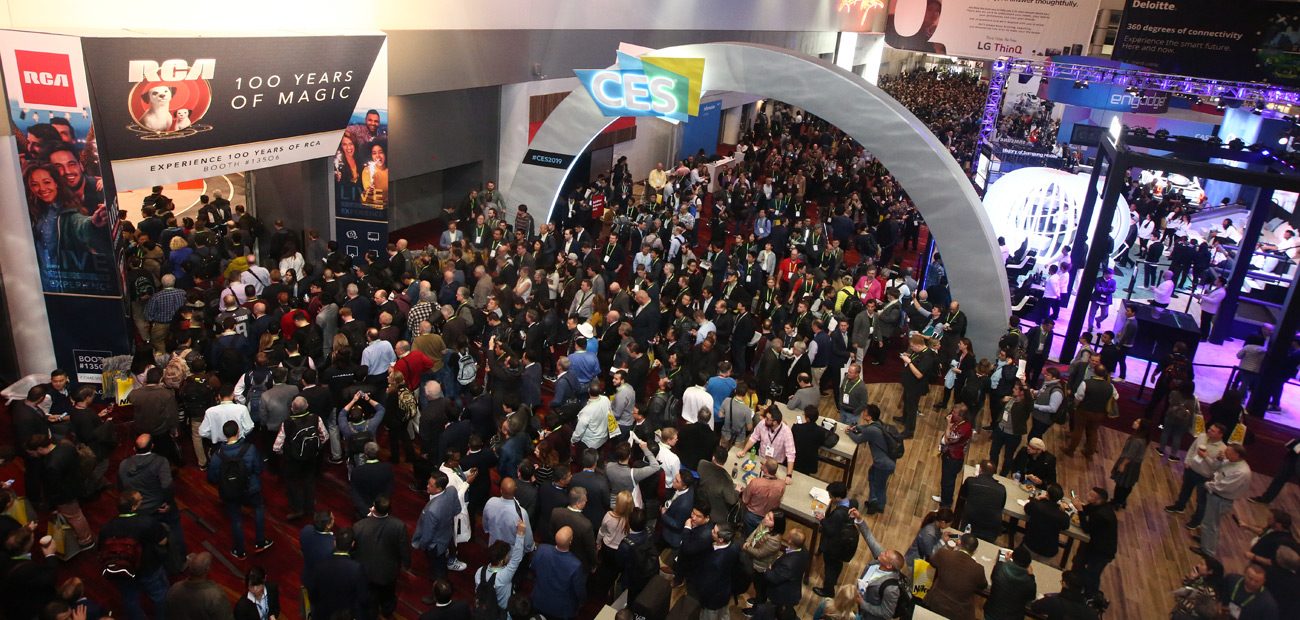 Attendees arrive for the opening day of CES 2019.
