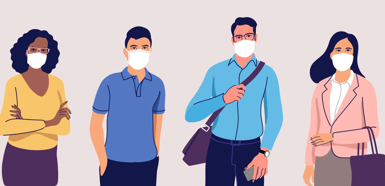 illustration of people in masks