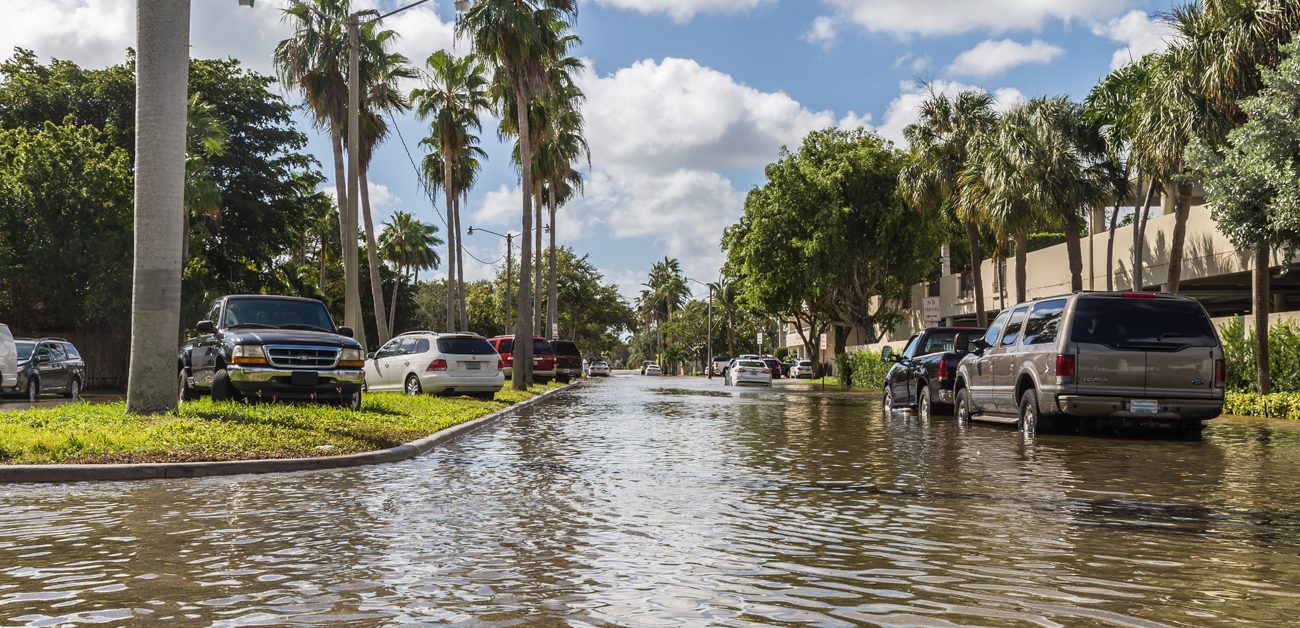 flooded neighborhood in Florida after king tide.