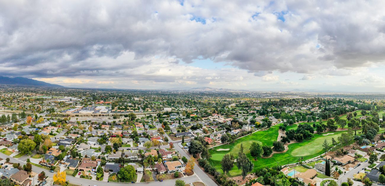 Aerial Ontario and Rancho Cucamonga, California