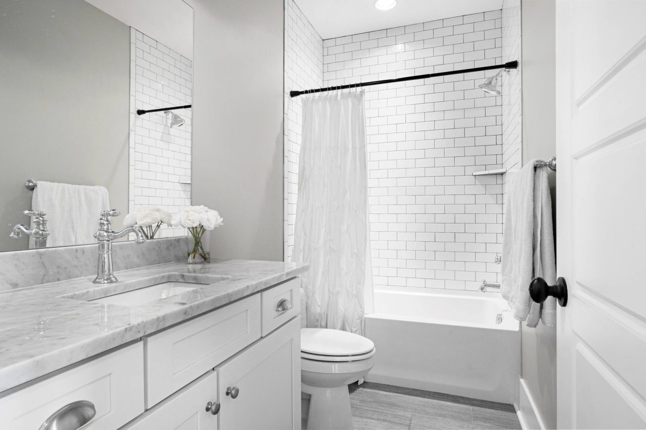 An upgraded white bathroom