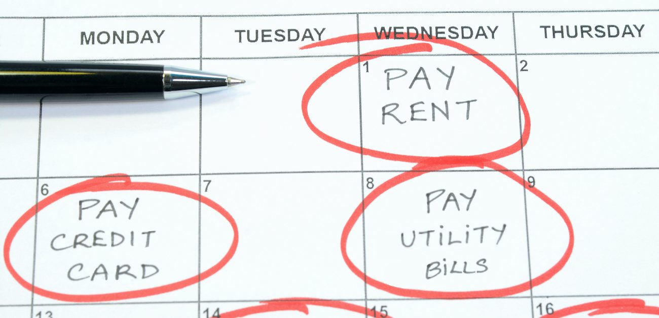 Calendar with rent date marked