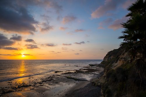Swamis Beach at Sunset in Encinitas, San Diego, California