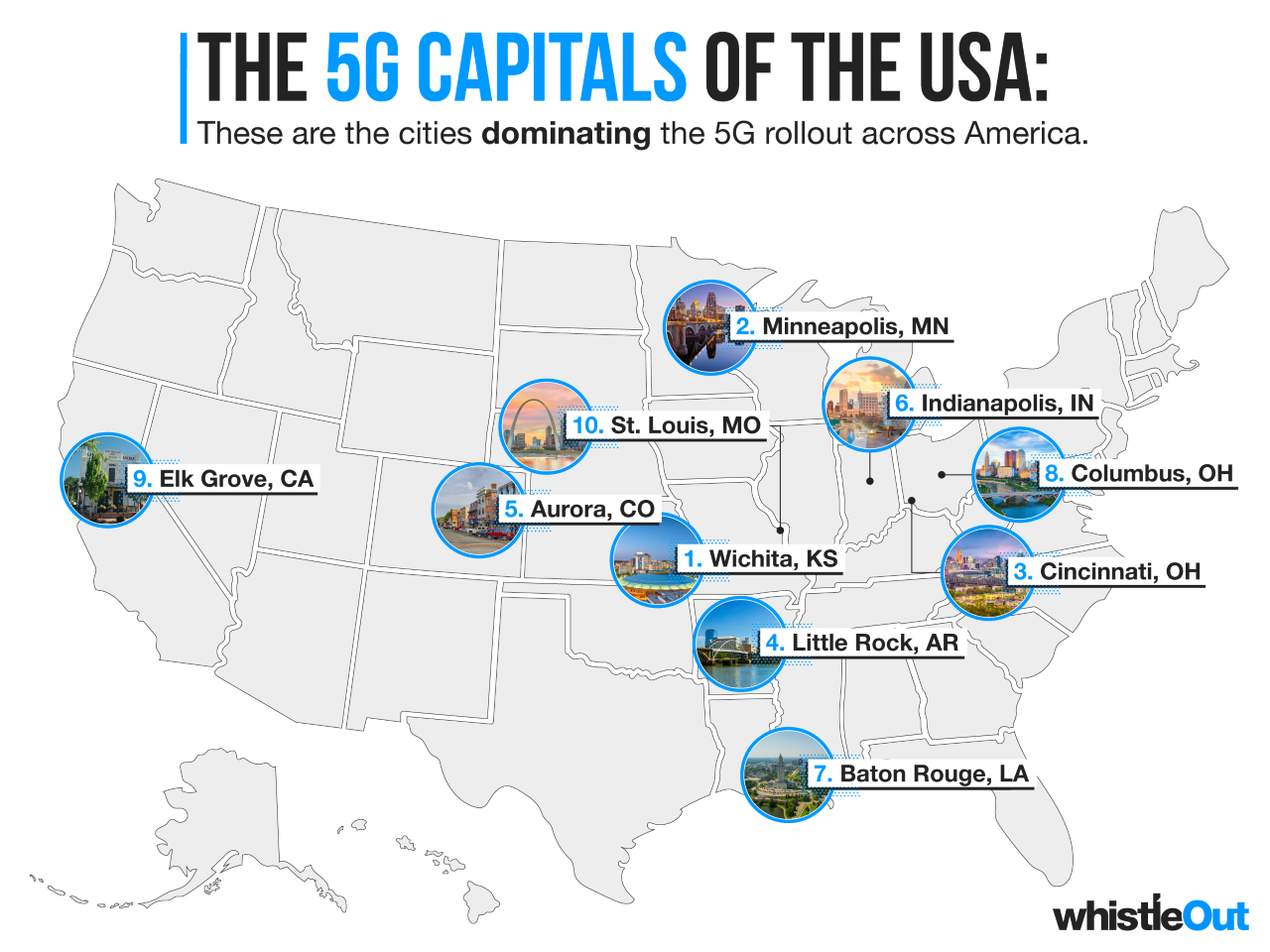 Map of cities dominating 5G