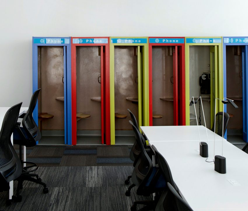 Pops of color energize office space.