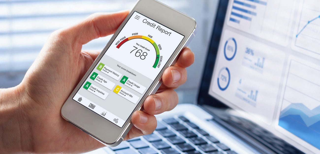 Credit Report with Score rating app on smartphone