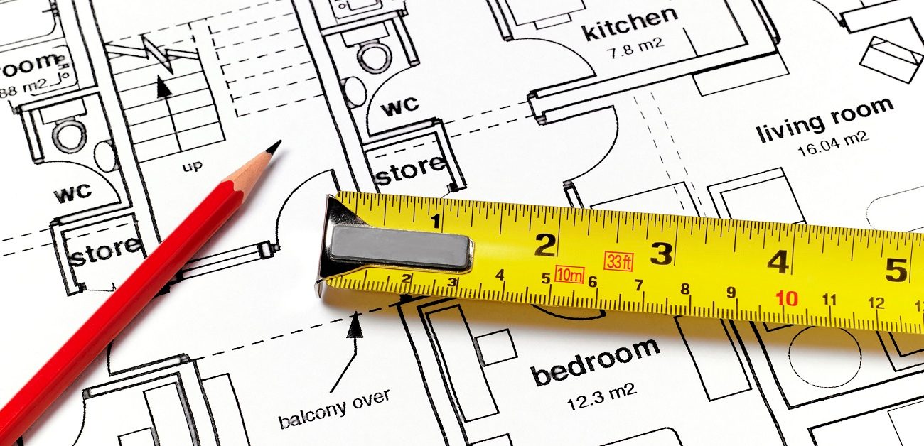 House plans with ruler and pencil