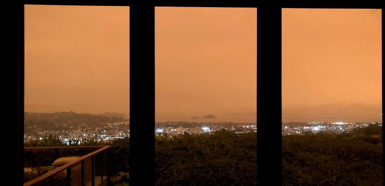 View of California wildfires from Thomas Henthorne's living room