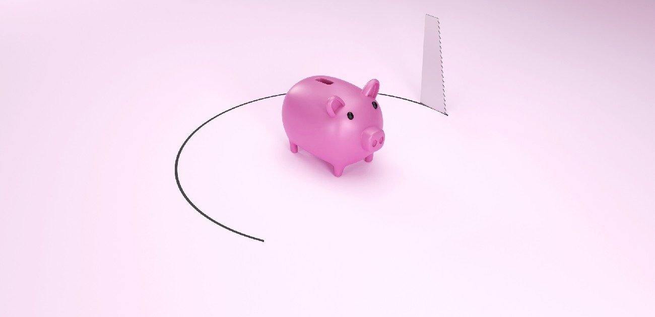 A graphic of a piggy bank with a saw cutting a circle around it from underground