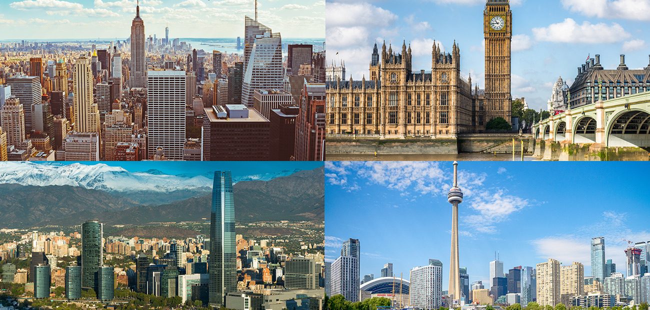NYC, London, Toronto, Santiago