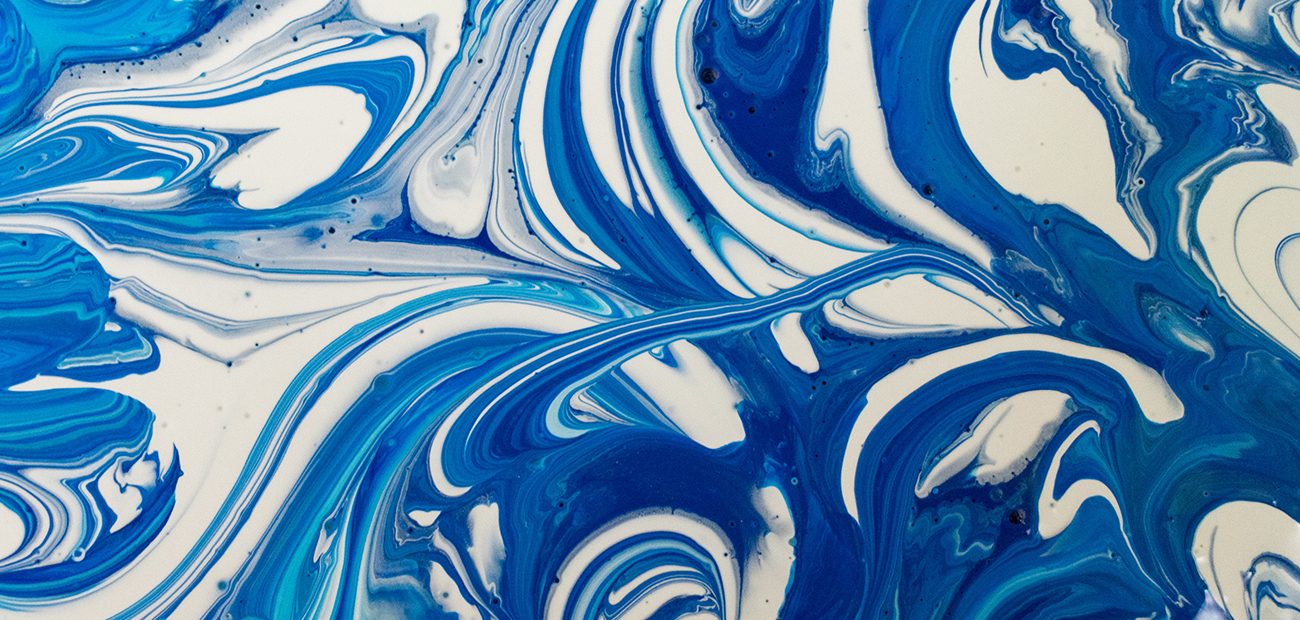 blue and white paint swirled together
