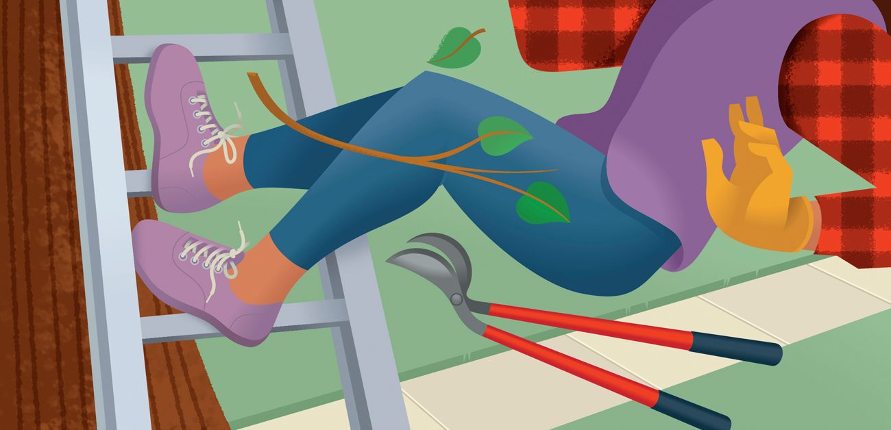 illustration woman falling off ladder