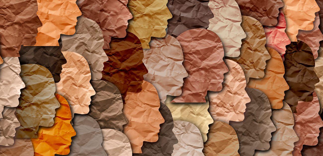 face silhoutes in different skin tones