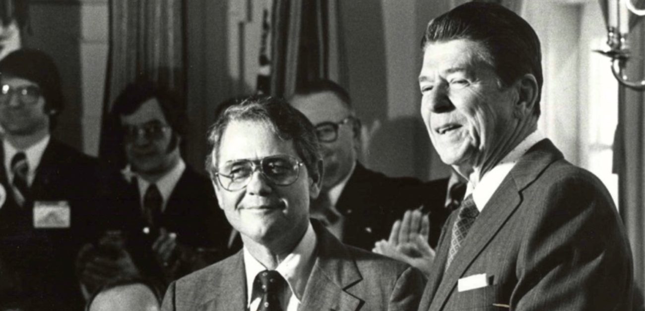 NAR President John Wood (center) and U.S. President Ronald Reagan in March 1981