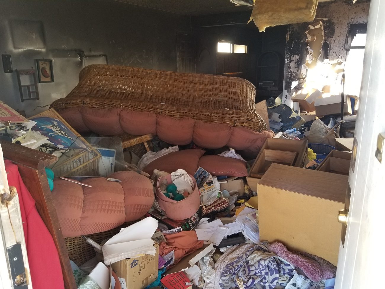 Fire damaged home interior