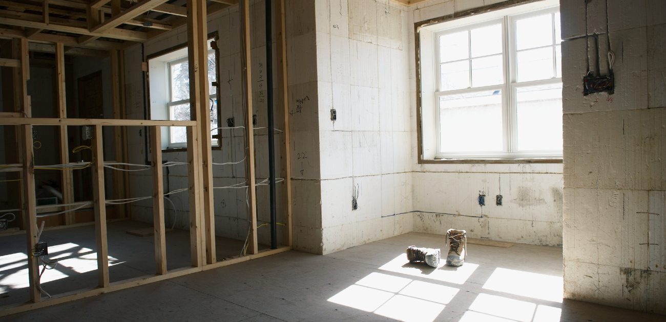 A picture of the interior of a new home still under construction. 